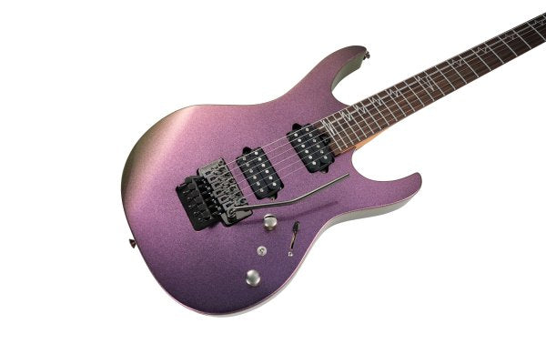 Mooer Double-Cutaway Floyd Rose Electric Guitar, Aurora Pink
