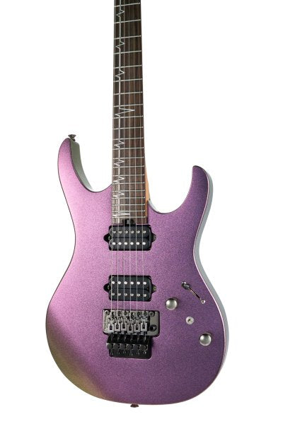 Mooer Double-Cutaway Floyd Rose Electric Guitar, Aurora Pink
