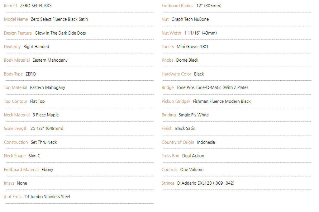Dean Zero Select Fluence Black Satin