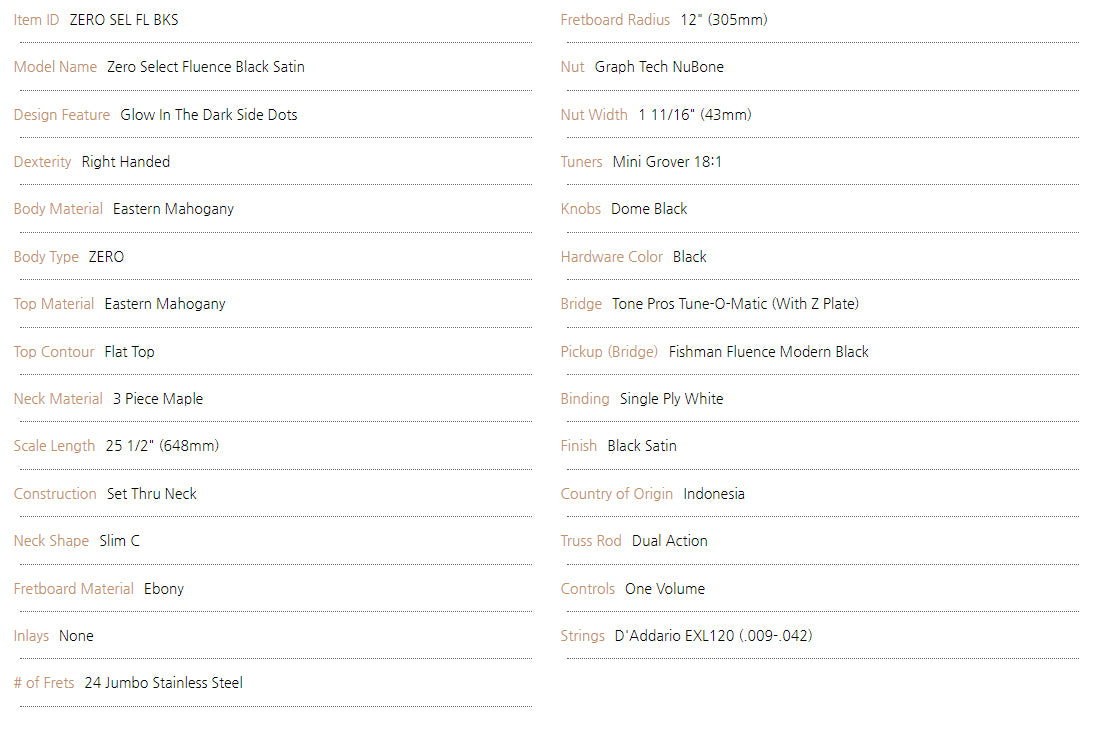 Dean Zero Select Fluence Black Satin