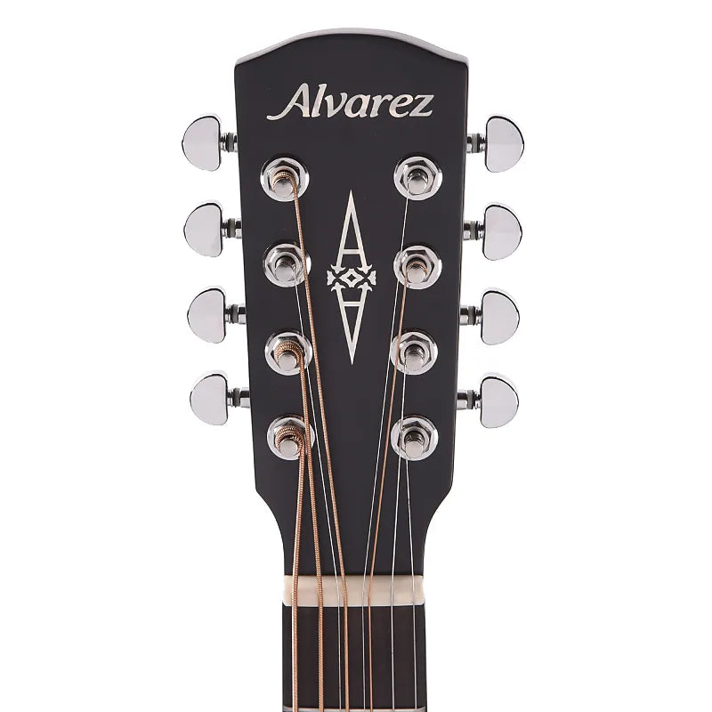 Alvarez ABT60CE-8BK, 8-string Baritone Guitar with Cutaway and Pickup - Gloss Black - Artist Series