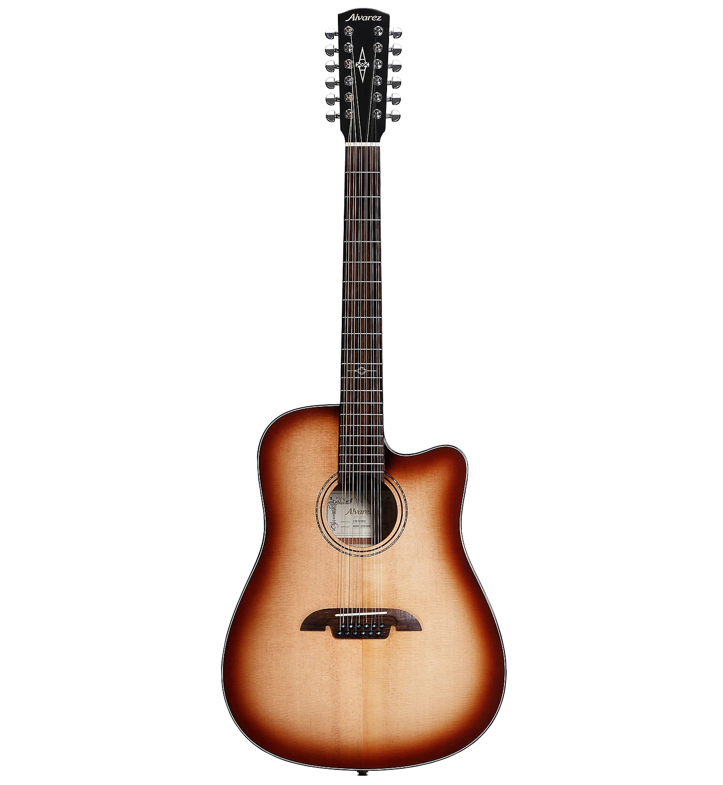Alvarez AD60-12CESHB 12- string Dreadnaught guitar with cutaway and pickup - Shadowburst - Artist Series