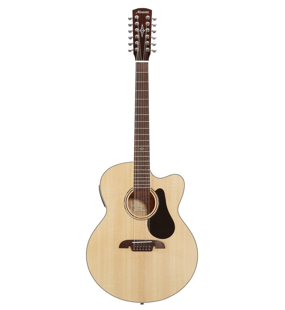 Alvarez AJ80CE-12, 12-string, Jumbo Guitar with Cutaway and Pickup - Natural Gloss - Artist Series