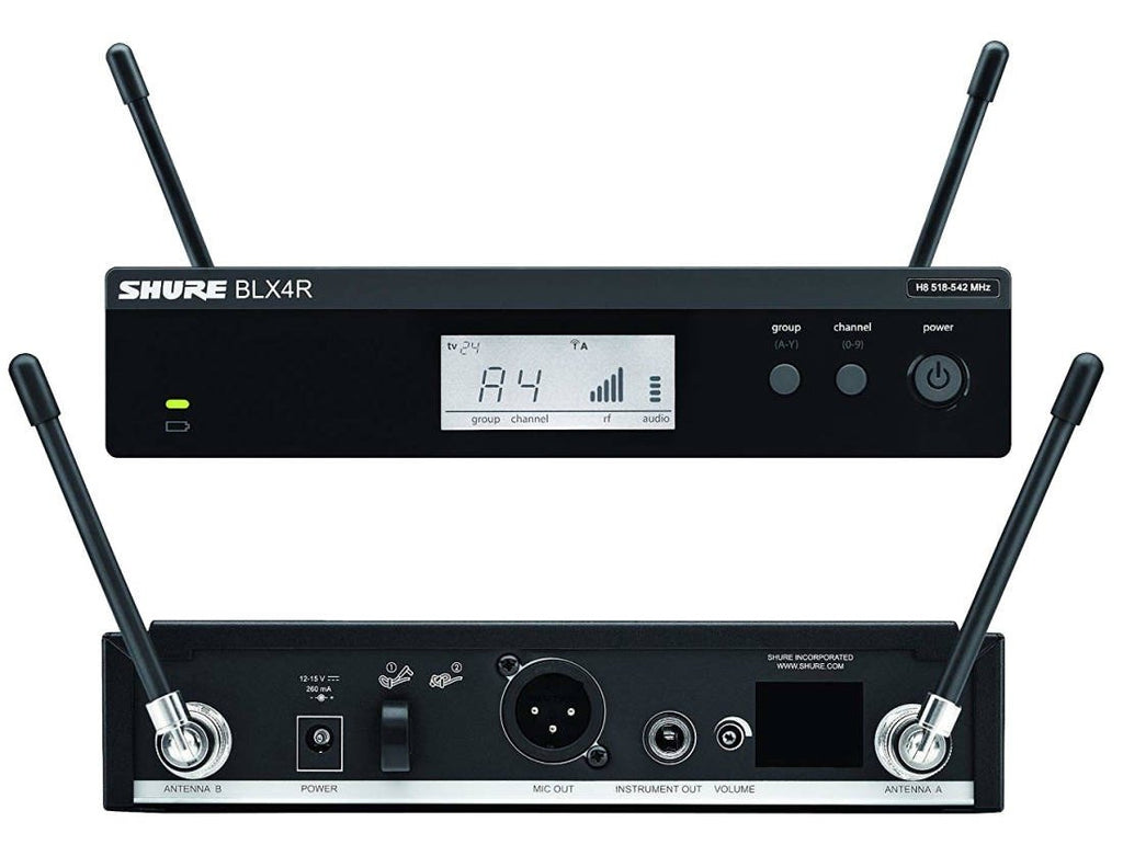 Shure BLX14R/B98 Wireless Rack Mount Instrument System with Cardioid Clip-on Mic (H11: 572-596 MHz)