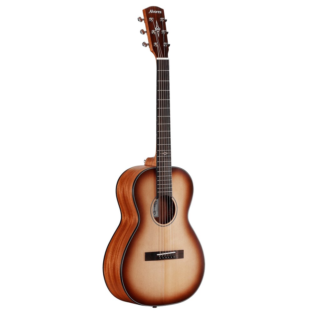 Alvarez DELTA-DELITE-E, Alvarez Mini Blue Guitar with Pickup and Gig Bag - Shadowburst Satin - Artist Blues