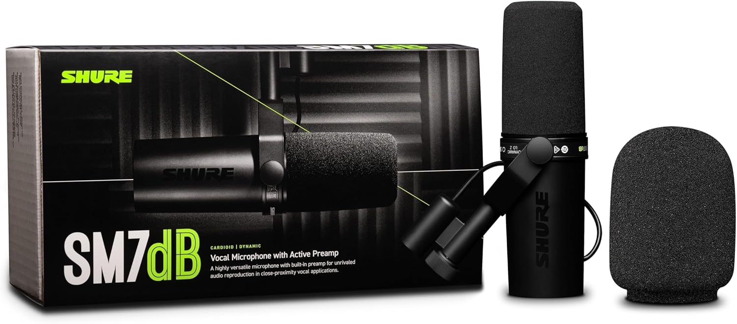 Shure SM7dB Dynamic Vocal Microphone With Built-in Preamp