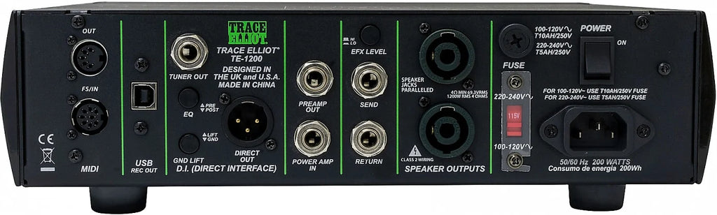 TRACE ELLIOT TE-1200 BASS AMPLIFIER HEAD